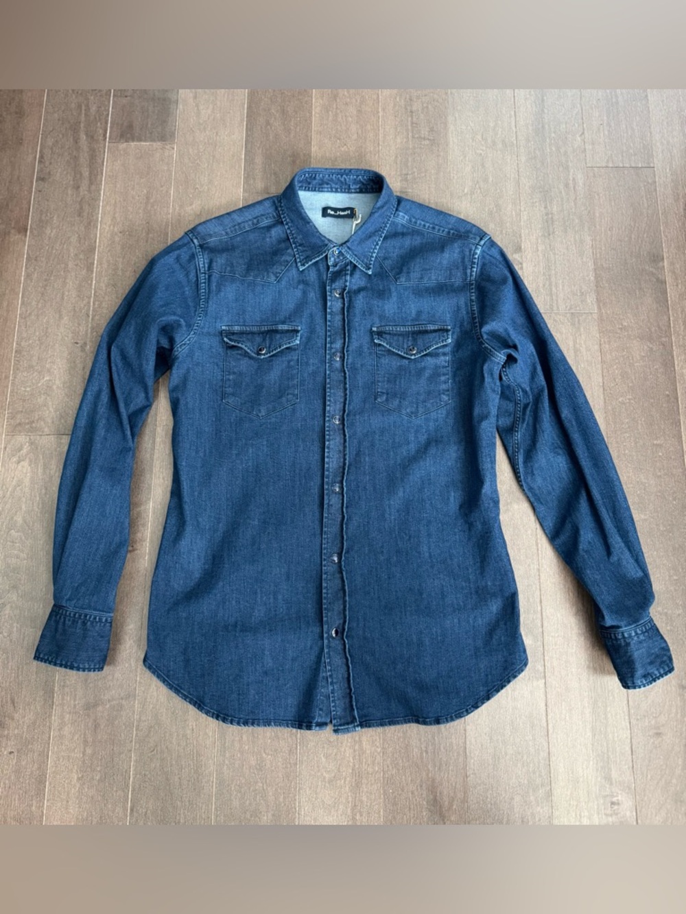 Re-Hash Men Jeans Dark Indigo Denim Western Shirt “Tex” size Large